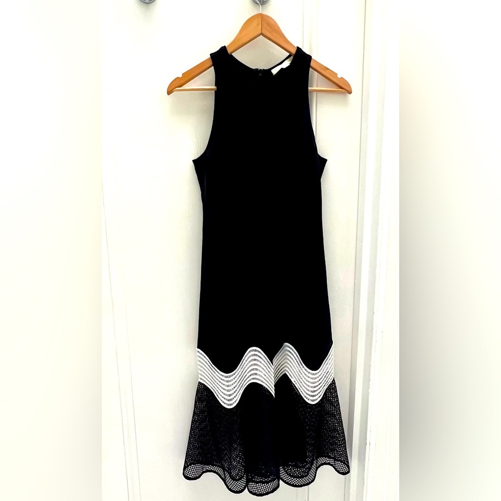 Jonathan Simkhai Midi Dress, Black and some White, Size 4US. Excellent condition
